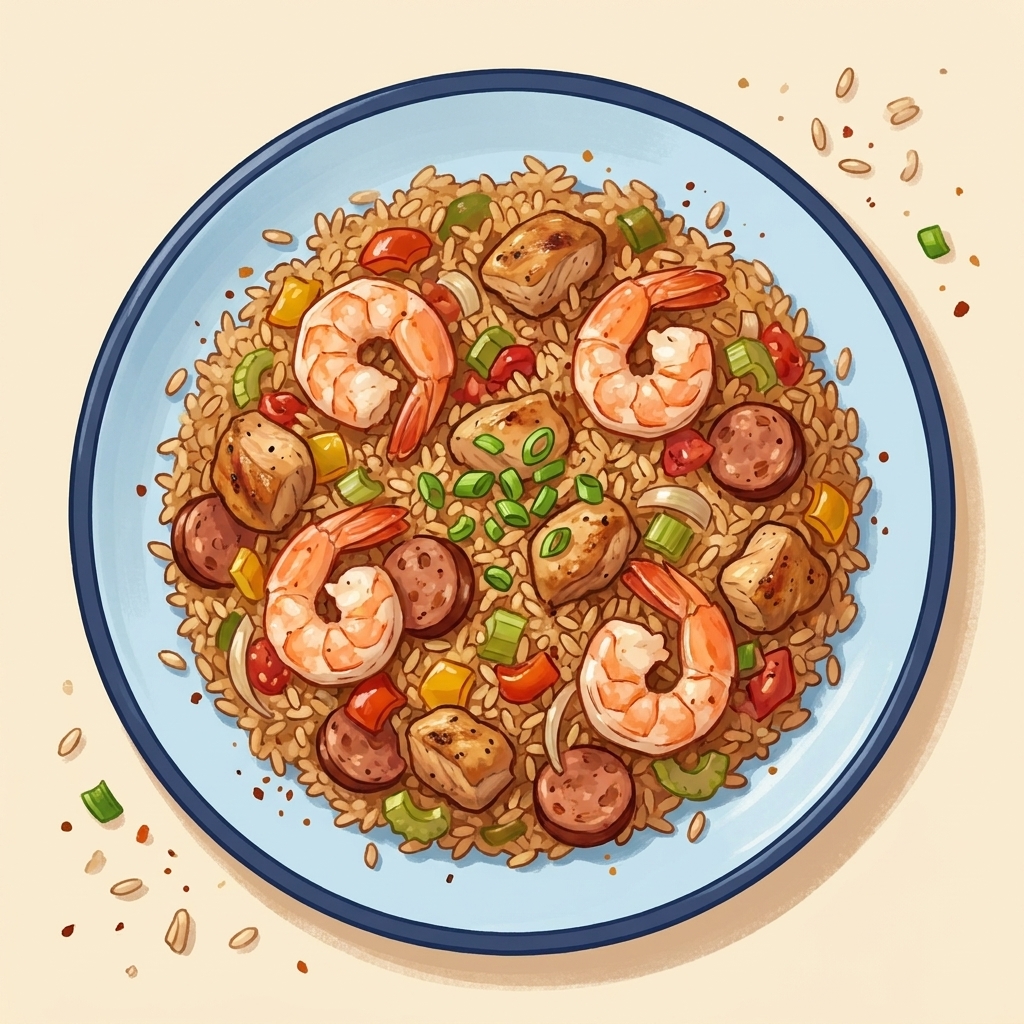 Chicken, Andouille & Shrimp Jambalaya