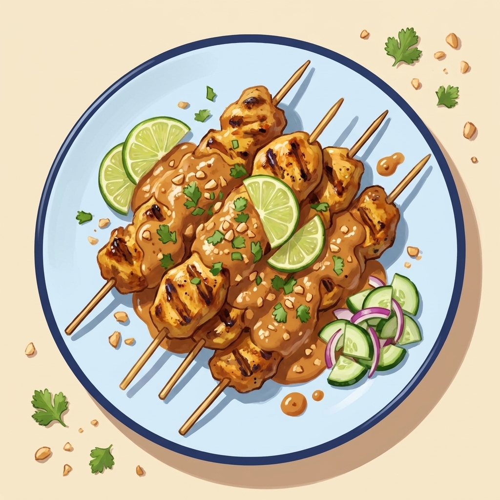 Chicken Satay Skewers with Peanut Sauce