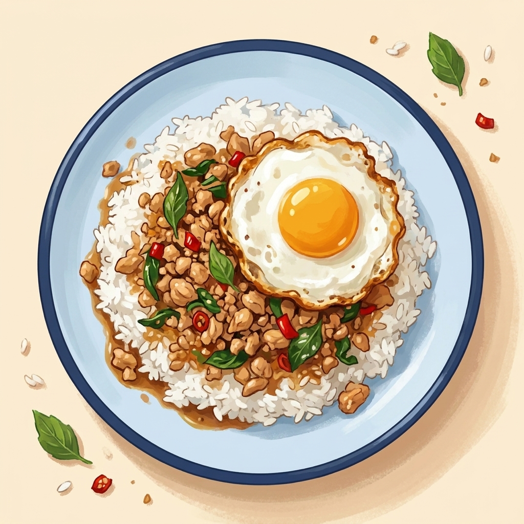 Pad Krapow Gai (Thai Basil Chicken over Rice)