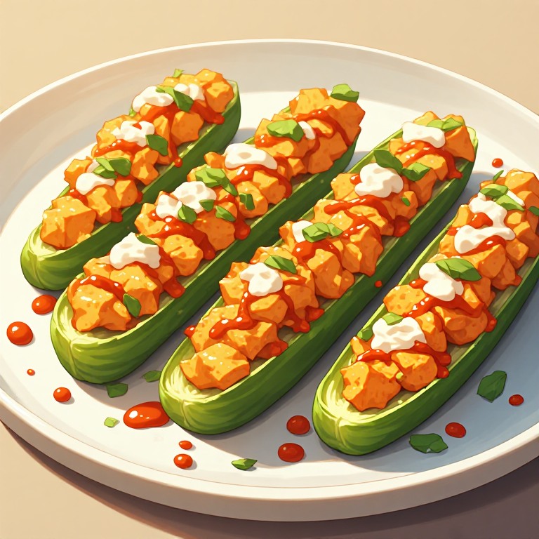 Buffalo Chicken Celery Boats