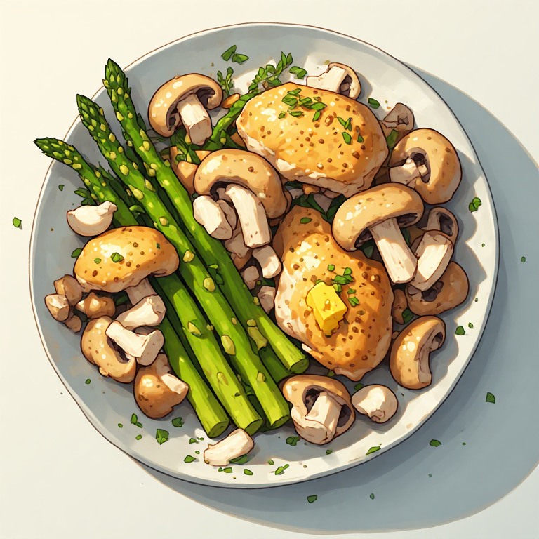Creamy Asparagus & Mushroom Chicken Skillet