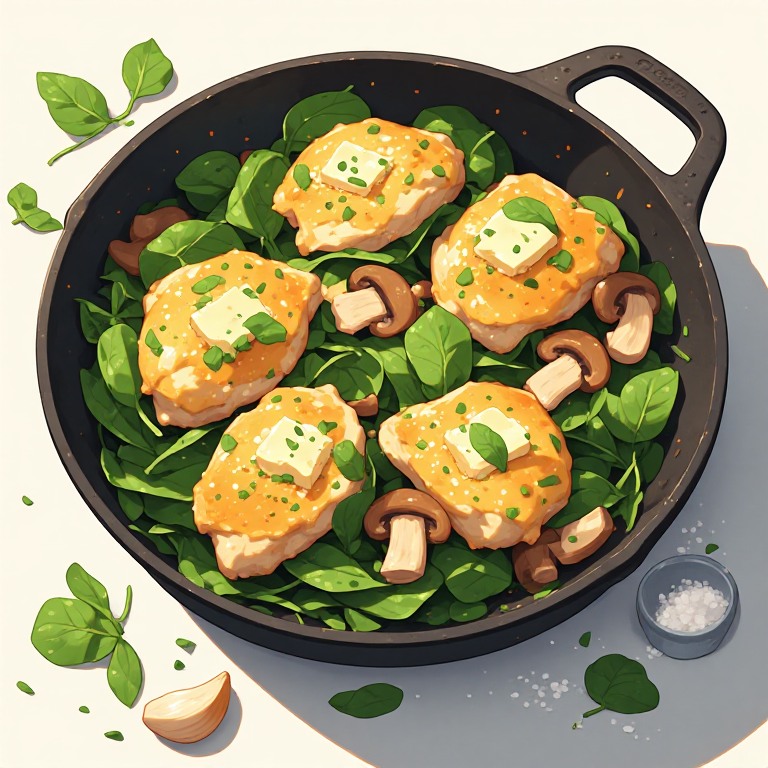 Garlic Butter Chicken with Creamy Spinach & Mushrooms