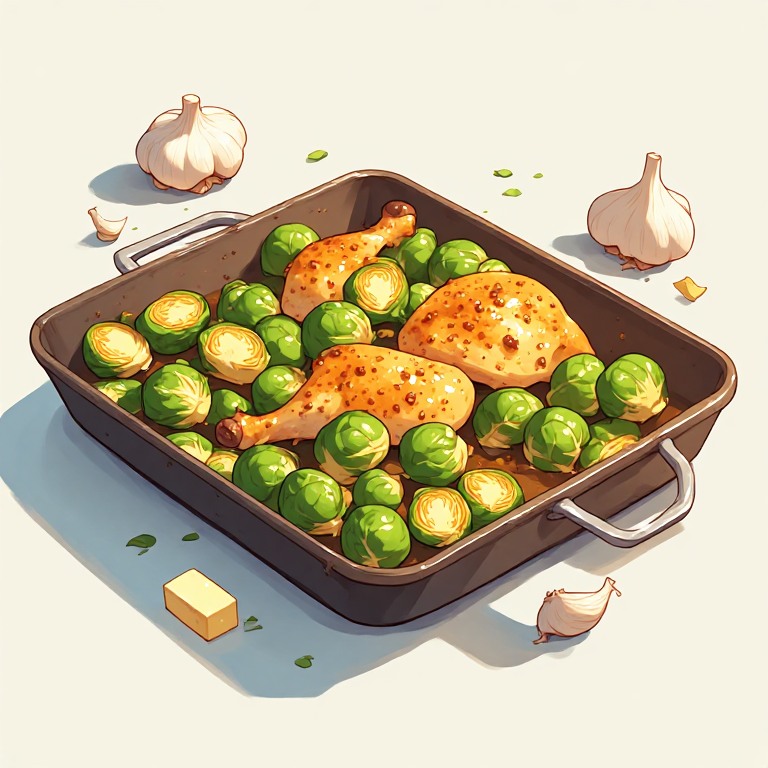 Sheet-Pan Garlic Chicken & Brussels Sprouts